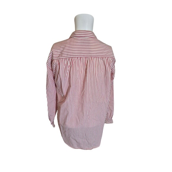 Lands' End womens Button Down Short Striped Collared Shirt Red Sz 12 - Picture 3 of 4